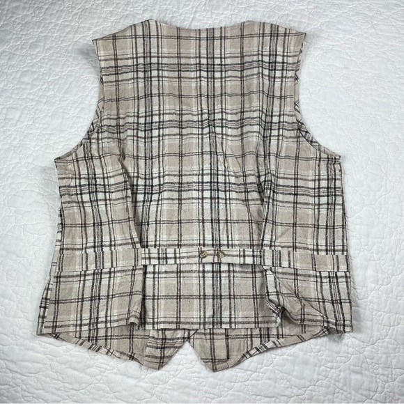 🔥Silk Exchange Classic Plaided Sleeveless Vest Cropped Top Women Size M - Picture 6 of 11